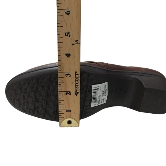 Clarks Collection Brown Emily Cove Leather Slip On Heeled Loafers Booties 9M - Picture 9 of 14